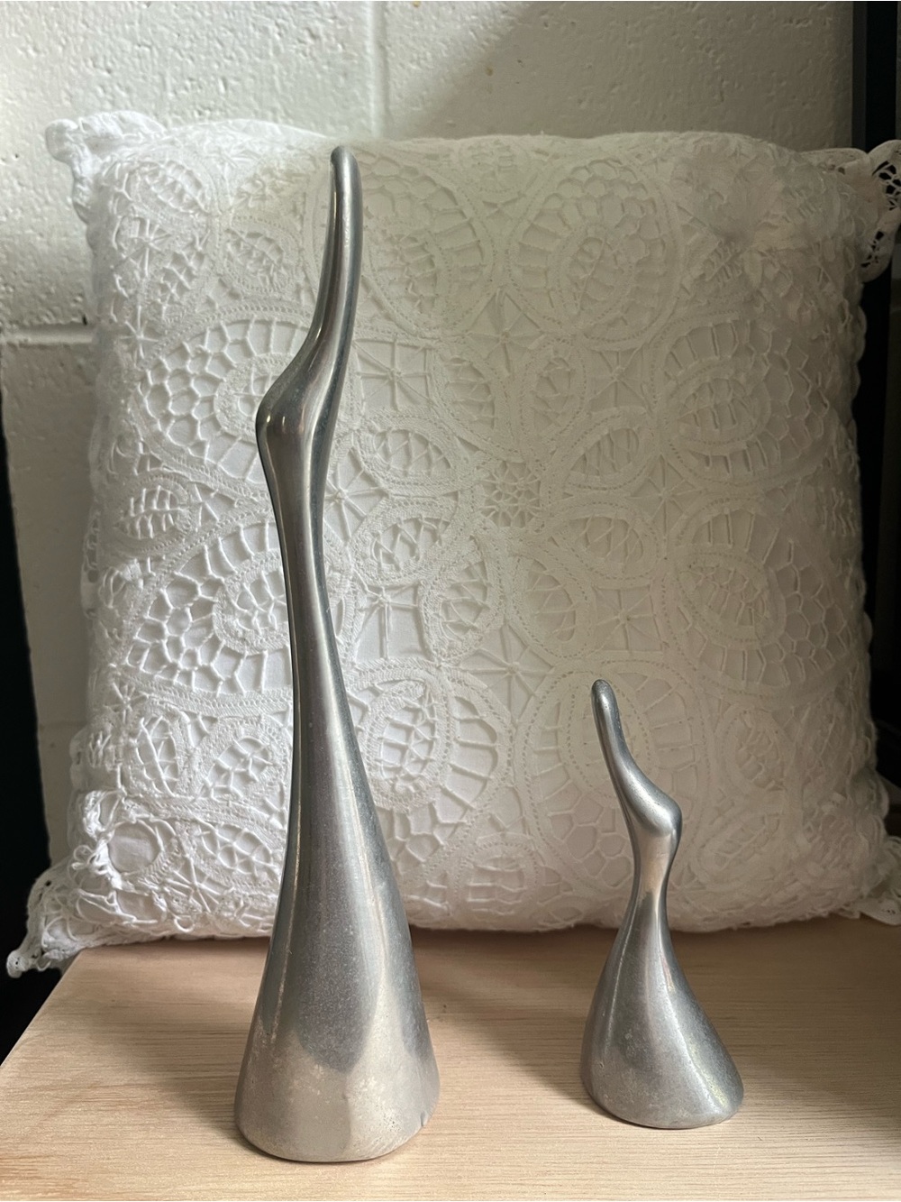 VTG Hoselton Canada Signed Aluminum Long Neck Crane Goose Bird set of 2